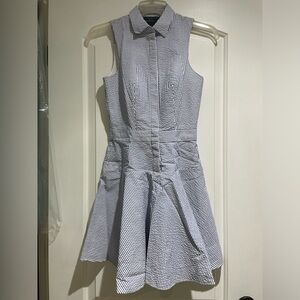 Armani Exchange Seersucker Striped Sleeveless Dress
